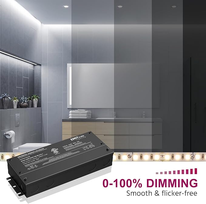 EMITEVER Dimmable Led Driver, 150W AC 110V-277V to DC 24V Transformer, 5-in-1 Dimming: ELV/MLV/TRIAC / 0-10V / 1-10V / 10V PWM/Potentiometer, Waterproof IP67 and UL Listed