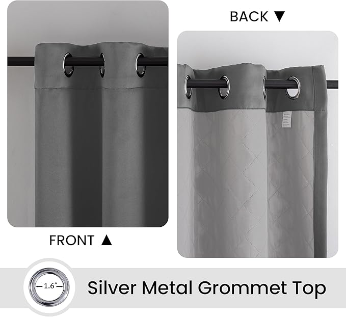3-in-1 Layers Noice Reduction Soundproof Curtains, Grommet Full Blackout Thermal Curtains for Living Room, Bedroom(1 Panel,Grey,50" x 72")