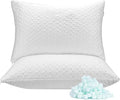 Memory Foam Pillows Queen Size Set of 2 - Adjustable Bed Pillows for Side Back Stomach Sleepers - with Washable Cooling Pillowcase
