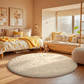 Ophanie Round Rug 4Ft Ivory Circle Area Rugs, Fluffy Fuzzy Small Bedroom Carpet 4 foot, Plush Shag Floor Cream Living Room Christmas Circular Aesthetic Decor for Kids Teen Boys Baby, Nursery,Classroom