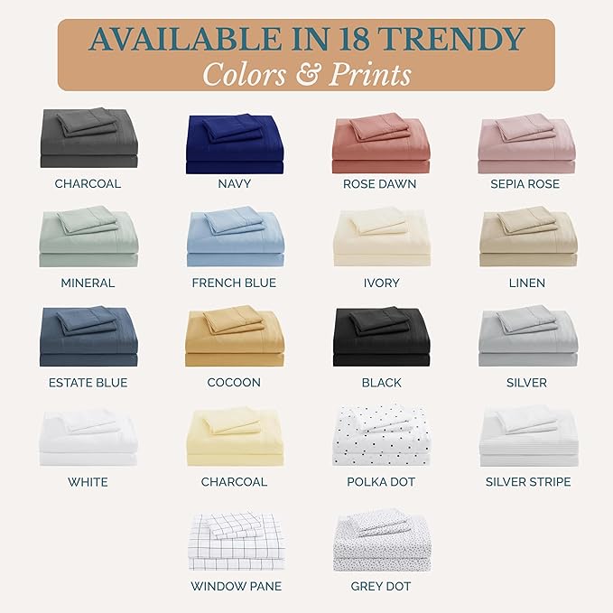 Casa Platino Sheets California King Size Bed Set, Pre-Washed Ultra Soft California King Bed Sheets Set, Brushed Microfiber Cooling Sheets, California King Size Sheets Set with Deep Pockets - Vanilla