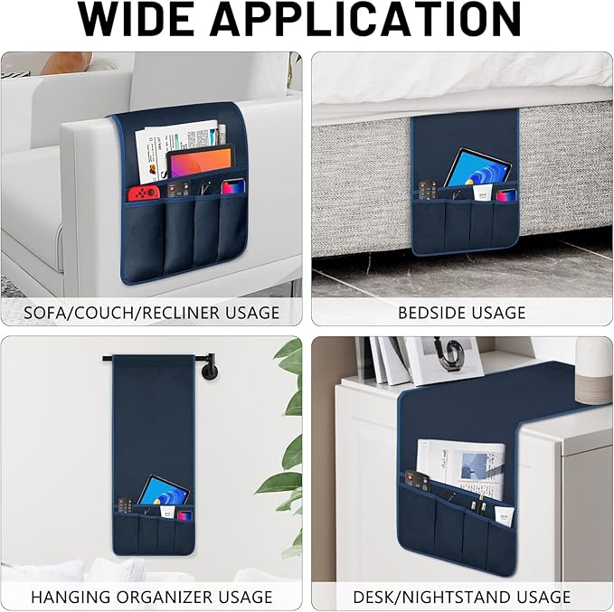 WETRBWEH TV Remote Control Holder Couch Caddy, Non-slip Bedside Caddy Organizer with 5 Pockets for Key Glasses Phone Magazine Holders