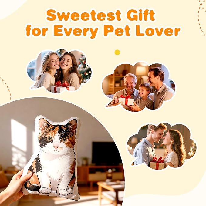 VEELU Custom Face Pillow Personalized Photo Body Pillows 3D Printing Head Body Shaped Pets Plush Stuffed for Home Sofa Decor Funny Valentine's Day Gag Gifts for Couples/Him/Her (Cartoon pet Pillow)