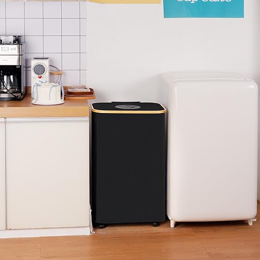 iEGrow Recycling Bin for Kitchen, Indoor Home Recycle Bins with Wheel, 29 Gallons Large Recycling bin with 2 Removeable Reusable Inner Bags, for Bottles Cans Glass Plastice Cartons(Black)