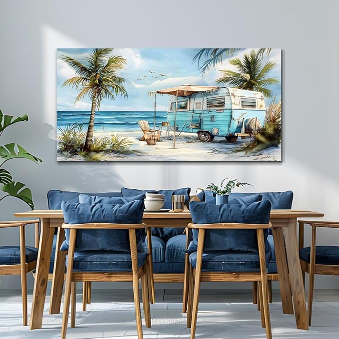 ERQINHUA Wall Art For Living Room Canvas Wall Decor For Bedroom Office Decorations Marine Beach Landscape Painting Pictures Artwork Modern Beach Posters Aesthetic Ready To Hang Home Decor 20"x40"
