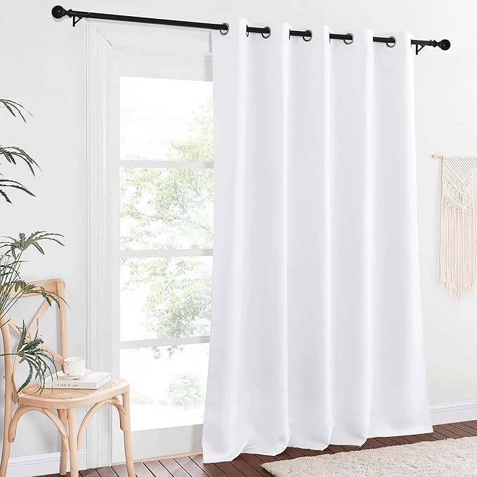 NICETOWN Extra Long Room Darkening Curtain 102 inches Long, Grommet Patio Door Curtain Thermal Drape Sound Reducing for Living Room/Bedroom (White, W66 x L102, 1 Panel)