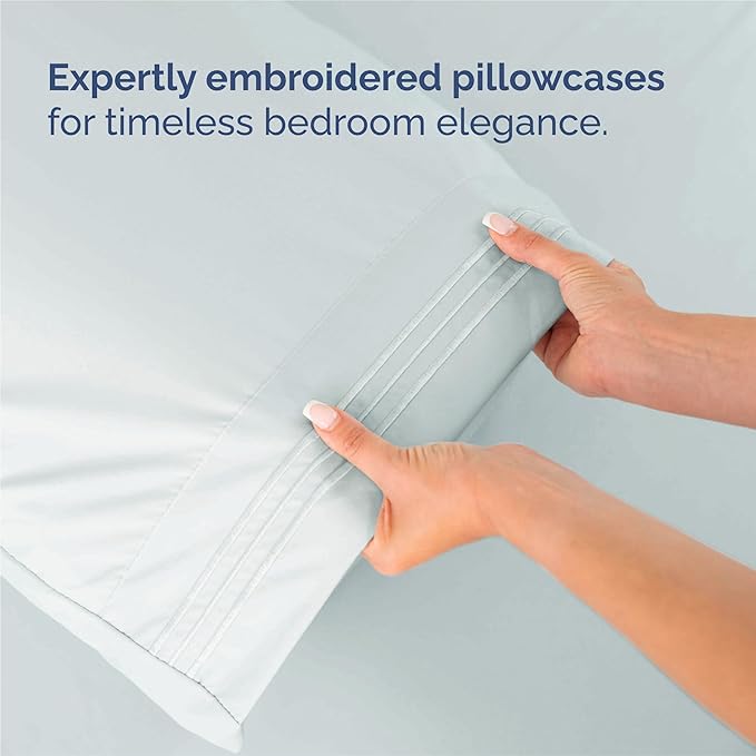 King Size 4 Piece Sheet Set - Comfy Breathable & Cooling Bed Sheets Set - Hotel Luxury Bedding for Women, Men, Kids, Teens, Boys & Girls - Deep Pockets, Ultra-Soft, Wrinkle Free - Oeko-Tex - Ice Blue