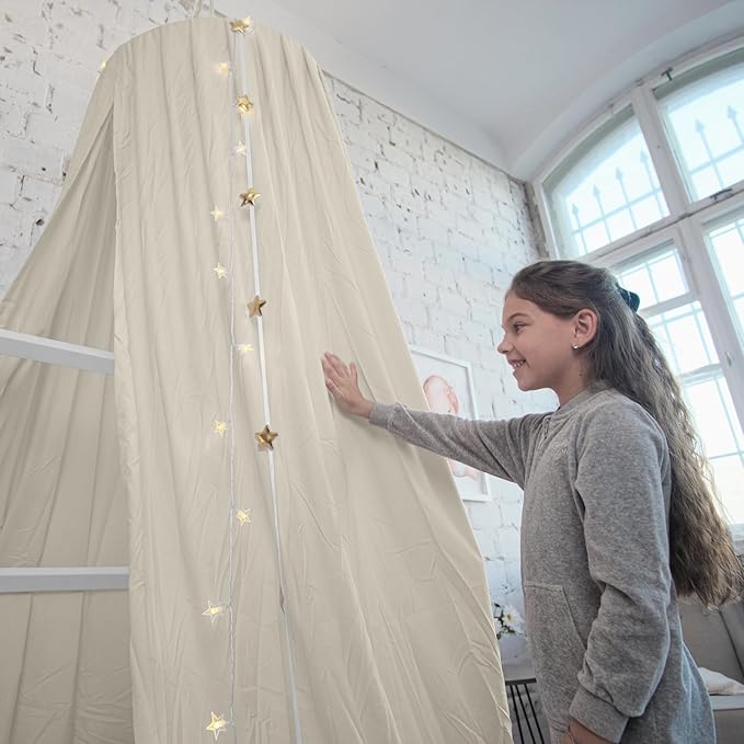 Bollepo Bed Canopy with Lights, Girls Room Canopy, Single to Queen Sizes, Fairy Lights Led