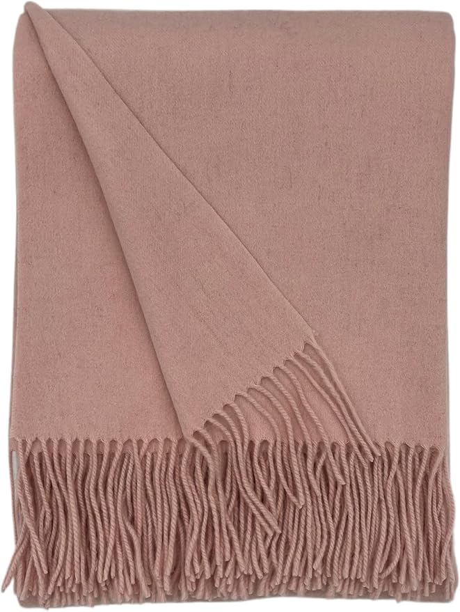 Alashan Cashmere Blend Ripple Finish Woven Throw (Pink Sands)