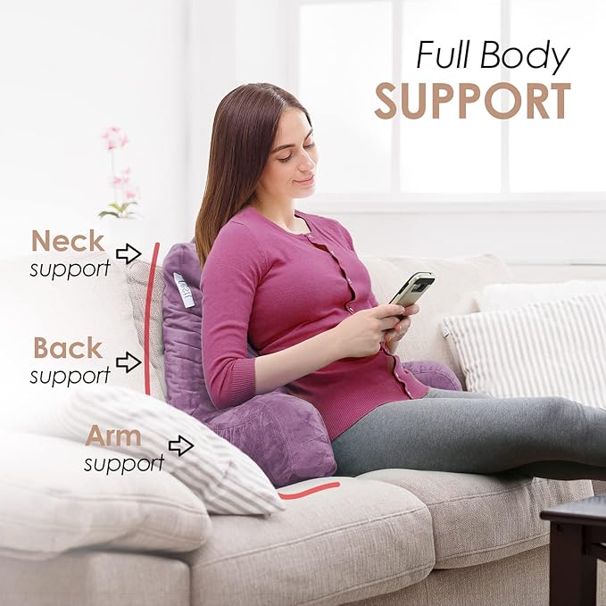 Nestl Reading Pillow for Kids & Teens with Shredded Memory Foam, Backrest Pillows for Reading, Watching, and Gaming, Use on The Couch, Bed, or Floor, Adjustable Support, Washable Cover Lavender Dream