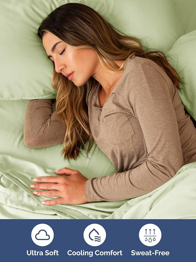 Extra Deep Twin Sheet Set - 4 Piece Breathable & Cooling Sheets - Hotel Luxury Bed Sheets Set - Easy & Secure Fit - Soft, Wrinkle Free & Comfy Sheets Set - Light Sage Sheet Set with Extra Deep Pockets