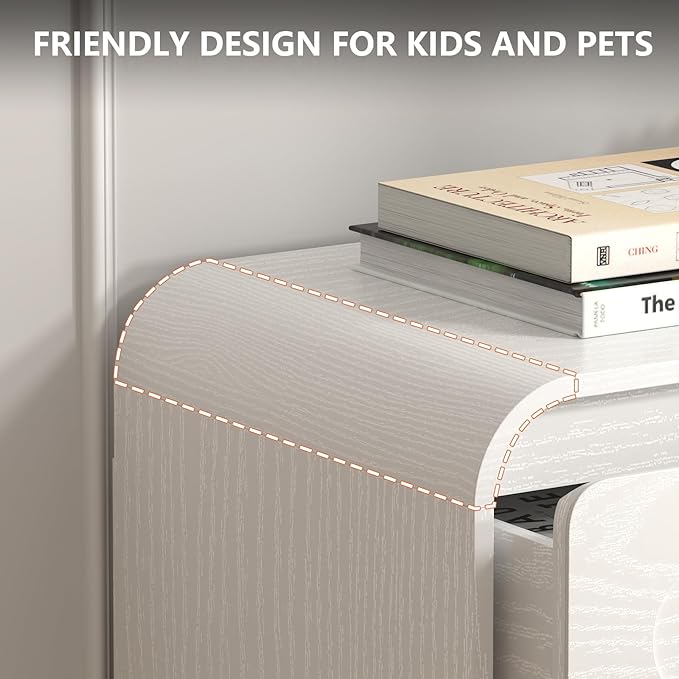 Dresser for Bedroom with 6 Drawers, 44" Tall Modern Dressers & Chest of Drawers with Curved Profile Design, Wood Closet Clothes Storage Dressers Organizer for Bedroom Living Room Hallway, White