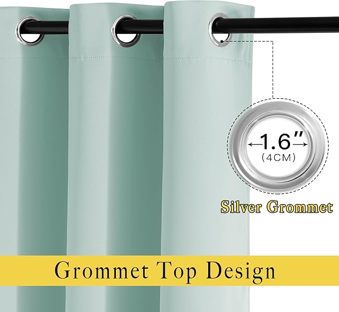 NICETOWN Light Reducing Grommet Curtains - Triple Woven Textured Soft Curtain Panels for Living Room Window Treatment Drapes for Sliding Door (W80 x L108, Aqua Blue, 2 Pieces)