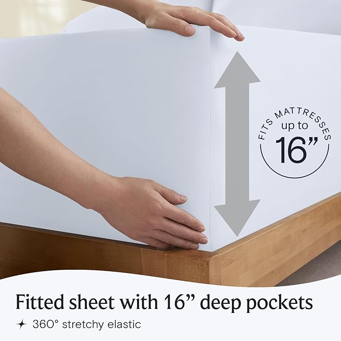 LuxClub 3 PC Twin XL Sheet Set, Deep Pockets Wrinkle Free Cooling Bed Sheets Hotel Bedding for Women, Men, Kids & Teens, Includes 1 Fitted Sheet, 1 Flat Sheet and 1 Pillowcase-Silky Soft Baby Blue