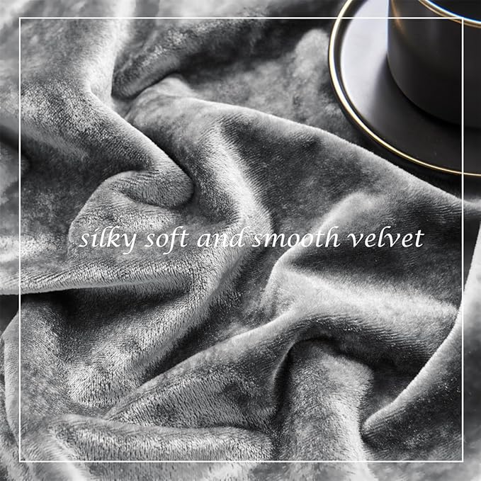 SMILETIME Grey Crushed Velvet Curtains 52x90 inch Luxurious Thermal Insulated Soundproof Drapes for Living Room Bedroom Office Soft and Durable Light-Filtering Window Treatments, 2 Panels