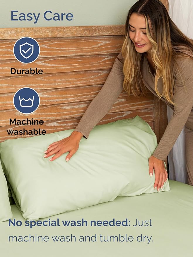 Extra Deep Split King Sheet Set - 7 Piece Breathable & Cooling Sheets - Hotel Luxury Bed Sheets Set - Easy Fit - Soft, Wrinkle Free & Comfy Sheets Set - Light Sage Sheet Set with Extra Deep Pockets