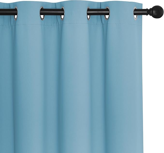 NICETOWN Blackout Window Curtain 90 inch Length - Room Darkening Thermal Insulated Grommet Large Window Treatment Light Blocking for Bedroom/Doorway (Teal Blue, 1 Panel, W52 x L90)