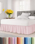 Wrap Around Dust Ruffle Bed Skirt - Lavender Pink - for King Size Beds w/ 12 Inch Drop - Easy Fit Elastic Strap - Adjustable Pleated Bedskirt w/Brushed Fabric - Wrinkle Free, Women, Men, Kids & Teens
