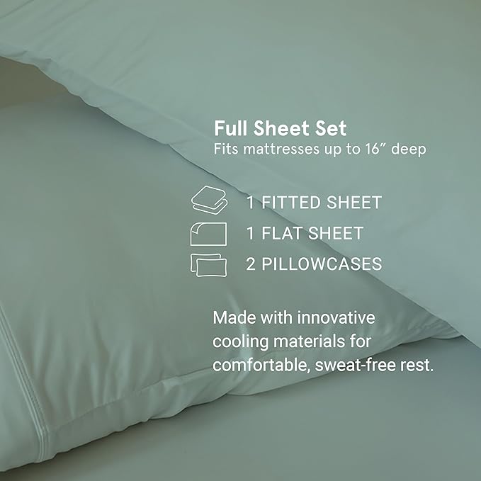 SHEEX - Original Performance Sheets Set (Full) Navy - Cooling Sheets - Moisture Wicking - 1 Flat Cooling Sheet, 1 Fitted Cooling Sheet, 2 Pillow Covers - Wrinkle Free - Sleep Aid