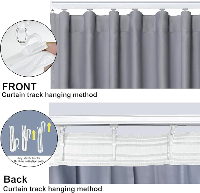 Room Divider Blackout Curtain Track Curtains Wall Dividers Panels Screen for Living Rooms Bedroom Office Privacy Partition Separation, W180 × L120 Inch,1 Panel, Light Grey
