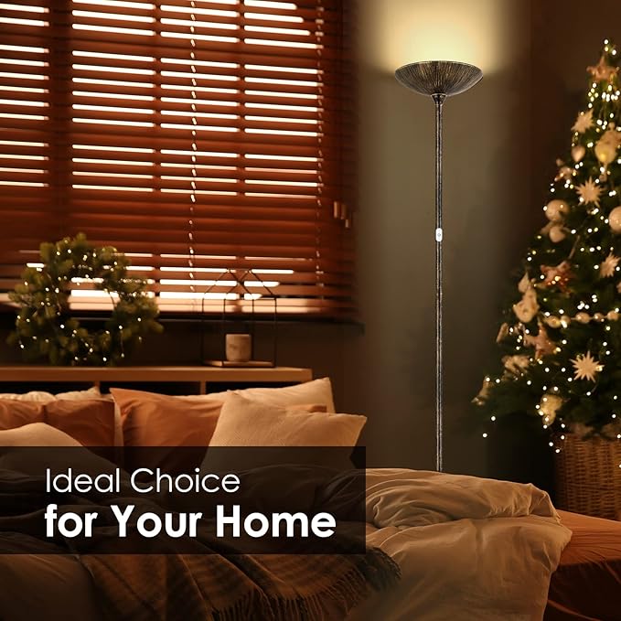 Floor Lamp, Standing Lamp, 20W 2000LM LED Torchiere Floor Lamp, Stepless Dimmable, Touch Control, 3000K Daylight, 50000hrs Lifespan, Floor Lamps for Living Room, Standing Lamps for Bedroom,Bronze