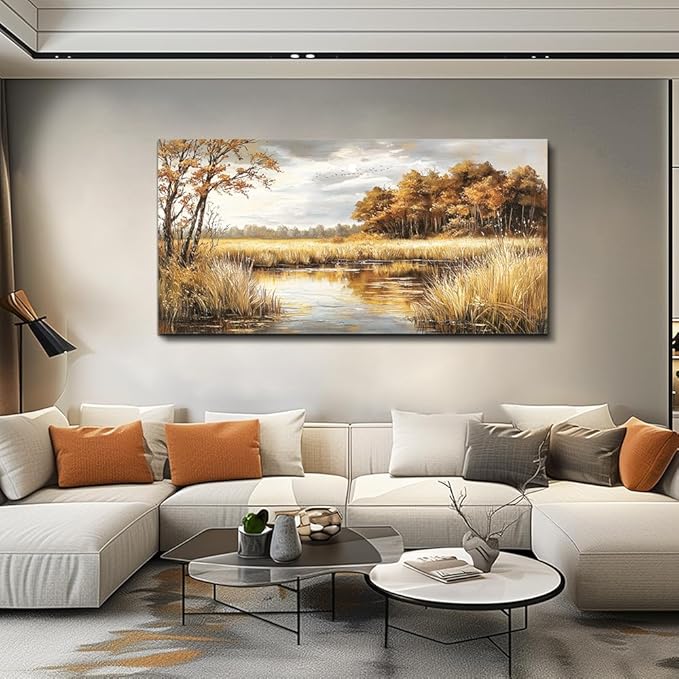 ERQINHUA Canvas Wall Art For Living Room Bedroom Wall Decor For Office Farmhouse Mural Lake Surface Landscape Painting Artwork Pictures Dining Room Hallway Home Decoration Ready To Hang 20x40 In