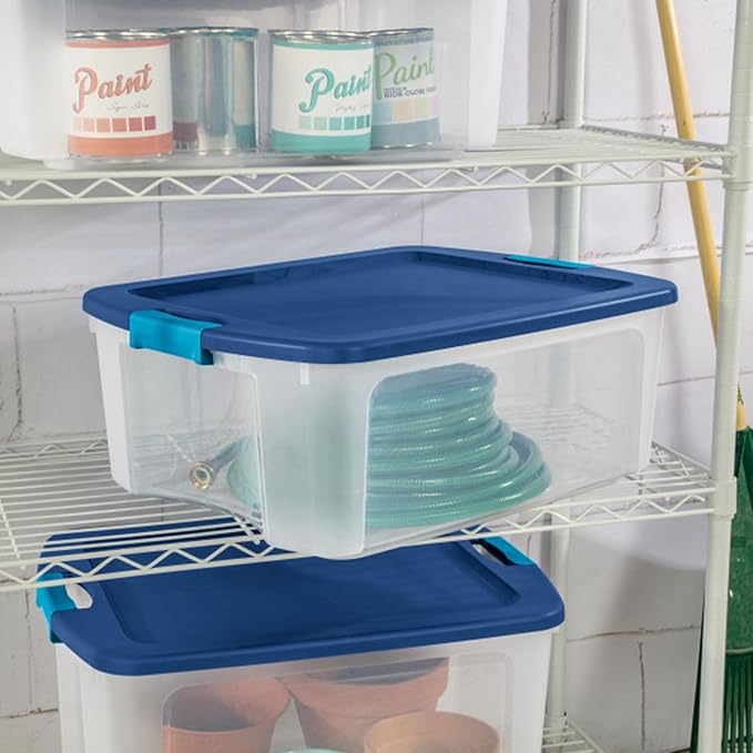 Sterilite 12-Pack Latch and Carry, Clear Plastic Storage Bins with Latching Lids and Full-Grip Handles, 12 Gallon