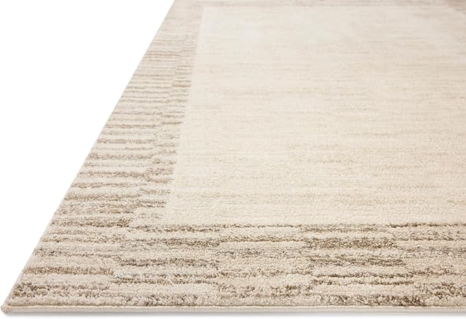 Loloi Chris Loves Julia Calvin Collection CLV-04 Ivory/Pebble 11'-6" x 15'-7" Area Rug Checkered Neutral Soft Living Room Bedroom Carpet