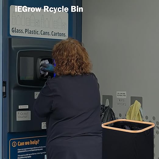 iEGrow 29 Gallons Recycling Bins for Kitchen, Indoor Recycle Bins with Lid, 110L Large Recycle bin with 2 Removeable Reusable Inner Bags, for Bottles Cans Glass Plastice Cartons(Black)