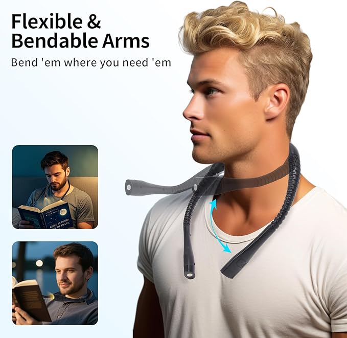 Book Light, 3-Color & 9-Brightness Reading Light, Bendable Neck Light, 80-hr Lasting Rechargeable Lamp, Perfect Book Light for Reading in Bed, Knitting, Camping (Black, Classic)