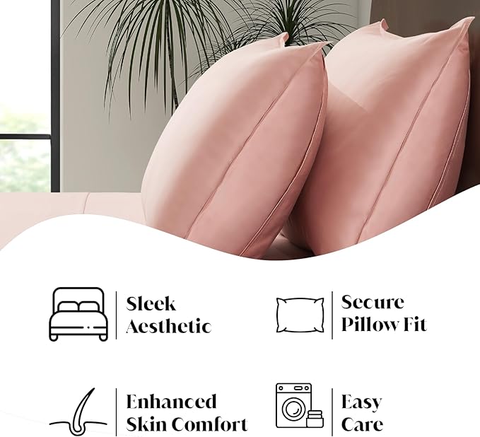 Luxury Bamboo Market | King Size Bed Sheet Set | 100% Viscose Made from Bamboo | Organically Grown | Ultra Soft | Cooling Sheets for Hot Sleepers | 17" Deep Pocket [Rose Quartz]