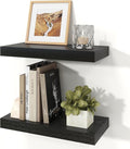 Floating Shelves for Wall, 7.9" Deep Wall Mounted Wood Shelves for Bathroom, Bedroom, Living Room, Kitchen, Hanging Shelf for Books/Storage/Room Decor (Black, 16")