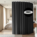 Room Divider Ceiling Mounted Curtains Track Sets Extra Wide Blackout Curtain Flexible Tracks for Bedroom Privacy Partition Separator,1 Panel Black Drape and White Rail, W12.5 x H10ft