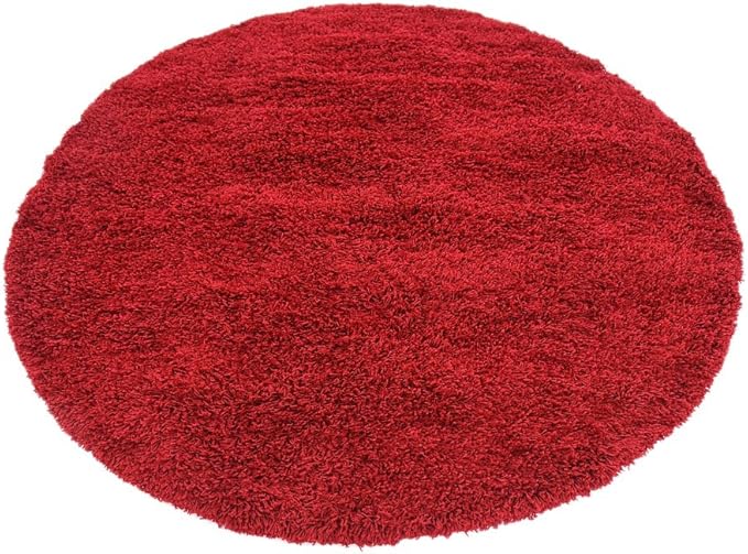 Unique Loom Solid Shag Collection Area Rug (6' 1" Round, Cherry Red)