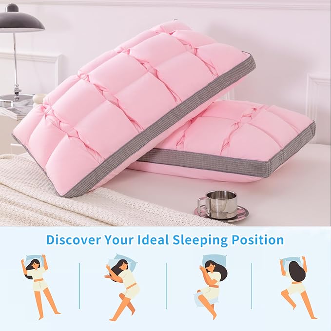 YOUR MOON Soft Pillow King for Sleeping, Super Soft Support Down Alternative Pillow, 100% Cotton Shell Luxury Comfy Fluffy Bed Pillows for Sleep(Pink)