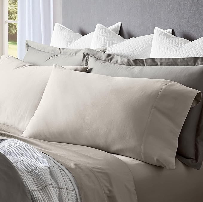BOLL & BRANCH Signature Hemmed Sheet Set - Twin, Pewter - Luxury 100% Organic Cotton - Includes 1 Flat, 1 Fitted, 2 Pillowcases - Buttery Soft