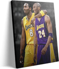 Kobe Bryant Canvas Wall Art Print Poster, Iconic Basketball Player Dual-Era Tribute Artwork, No. 8 and No. 24 Jersey Mamba Mentality Wall Decor for Home Gym Dorm Office Living Room, Framed 8x10inch