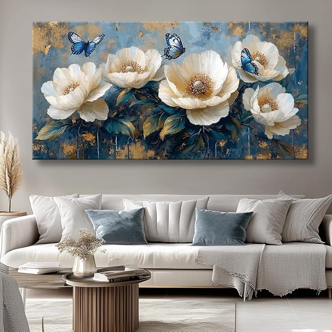 Flowers Canvas Wall Art - Modern landscape Paintings for Living Room, Bedroom Wall Decor, Framed Wall Art for Home or Office Decoration, Large Wall Art 60x120cm(24x48in)