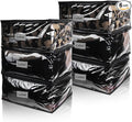 Clear Zippered Storage Bags Plastic Sweater Storage Bags with Zipper 6 Packs Clothing Organizer for Blankets Linen Sweater Bed Sheet Quilt Clothes Pillow (18 x 15 x 9 Inch, Black)