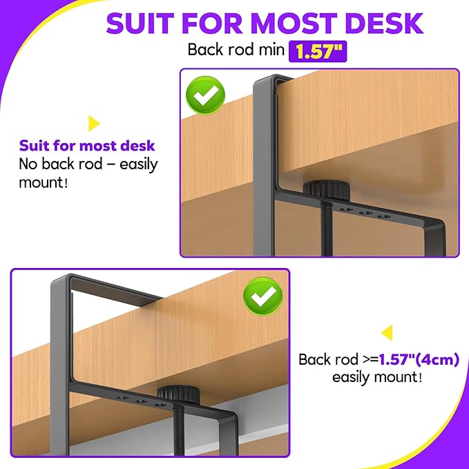 Large Under Desk Cable Management Tray, REFLYING 29.1" Cable Management Under Desk No Drill,Adjustable Clamp Cord Wire Organizer, Cord Hider for Standing Table, Wire Hider for Office,Home (Medium)