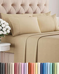 King 6 Piece Sheet Set - Cooling, Comfy & Breathable - Hotel Luxury Bedding, Includes Fitted Sheet for Women, Men, Kids & Teens - 1 Flat, 1 Fitted Sheet, 4 Pillowcases w/Deep Pockets - Heathered Tan