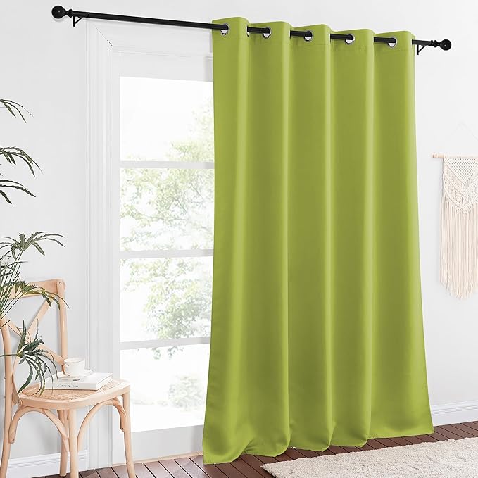 NICETOWN Blackout Curtains 84 Inch Length, Thermal Insulated Curtains for Bedroom Grommet Energy Saving Room Darkening Drapes for Living Room Window, 1 Panel, Fresh Green, 66" W x 102" L