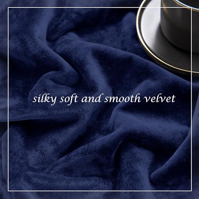 SMILETIME Navy Blue Crushed Velvet Curtains 52x84 inch Luxurious Thermal Insulated Soundproof Drapes for Living Room Bedroom Office Soft and Durable Light-Filtering Window Treatments, 2 Panels