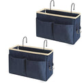 Someteth Bedside Caddy Bedside Hanging Storage Basket Multi-Function Organizer Caddy for Bunk and Hospital Beds Dorm Rooms Bed Rails, Can be Placed Glasses Books Mobile Phones（2pc Navy Blue）