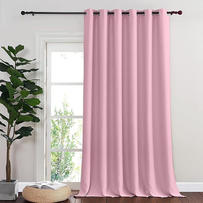 NICETOWN Blackout Sliding Glass Door Curtains, Room Darkening Thermal Insulated Curtains for Living Room Bedroom, Extra Wide Window Drapes, 1 Panel, W80 x L118, Rouge Pink