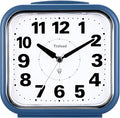 5.5" Large No Ticking Analog Alarm Clock,Silent Readable for Seniors,Easy to Set,Gradual Rise Alarm,Big Numbers,Gentle Wake,Snooze, Lighted on Demand,Battery Operated,Blue