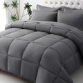 JOLLYVOGUE Queen Comforter Set, Ultra-Soft Bed in a Bag Queen Size 7 Pieces, Oeko-TEX Certified Bedding Set with Down Alternative Comforter, Sheets, Pillowcases & Shams, Dark Grey