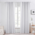 Deconovo Back Tab and Rod Pocket Blackout Curtains for Living Room Thermal Insulated Light Blocking Curtains 42Wx84L Inch Greyish White 2 Panels