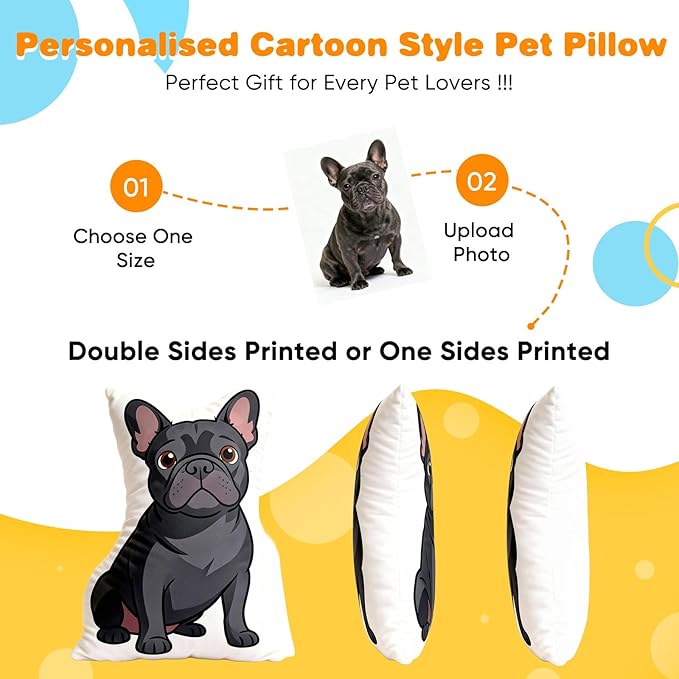 VEELU Custom Face Pillow Personalized Photo Body Pillows 3D Printing Head Body Shaped Pets Plush Stuffed for Home Sofa Decor Funny Valentine's Day Gag Gifts for Couples/Him/Her (Cartoon pet Pillow)