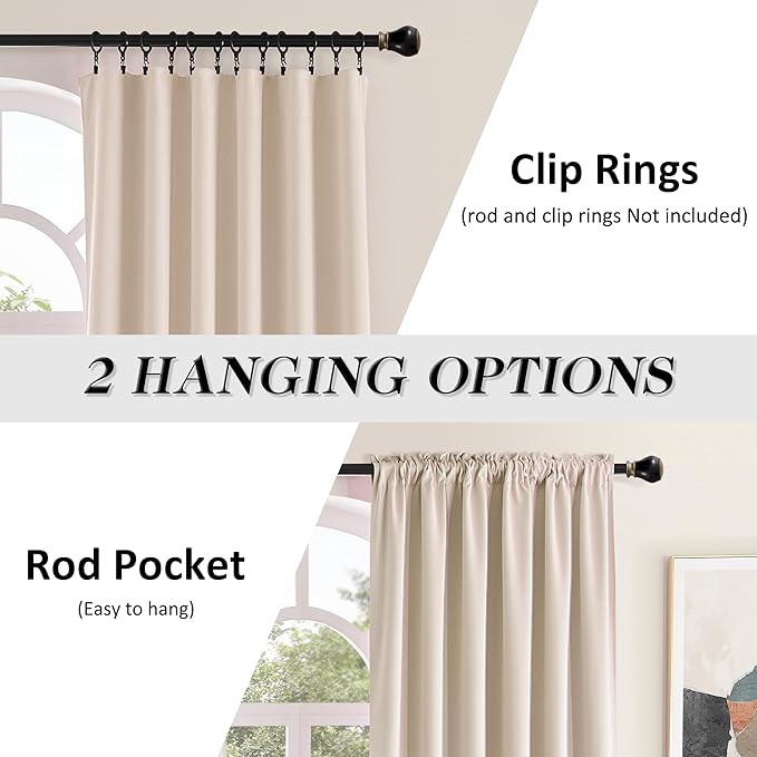 DONREN Extra Long 96 inches Length Curtains for Patio Door - Warm Taupe Room Darkening Thermal Insulated Curtain Panels (2 Pieces,52 inches Wide)